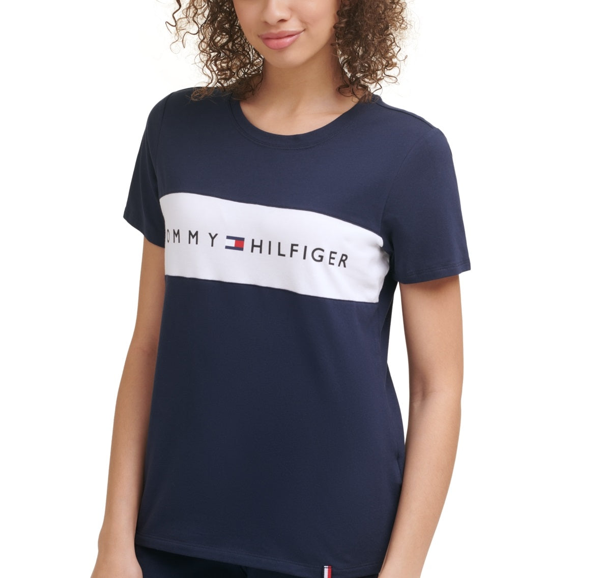 Camiseta Tommy Hilfiger Sport Colorblocked Logo Feminina Azul Tamanho X-G