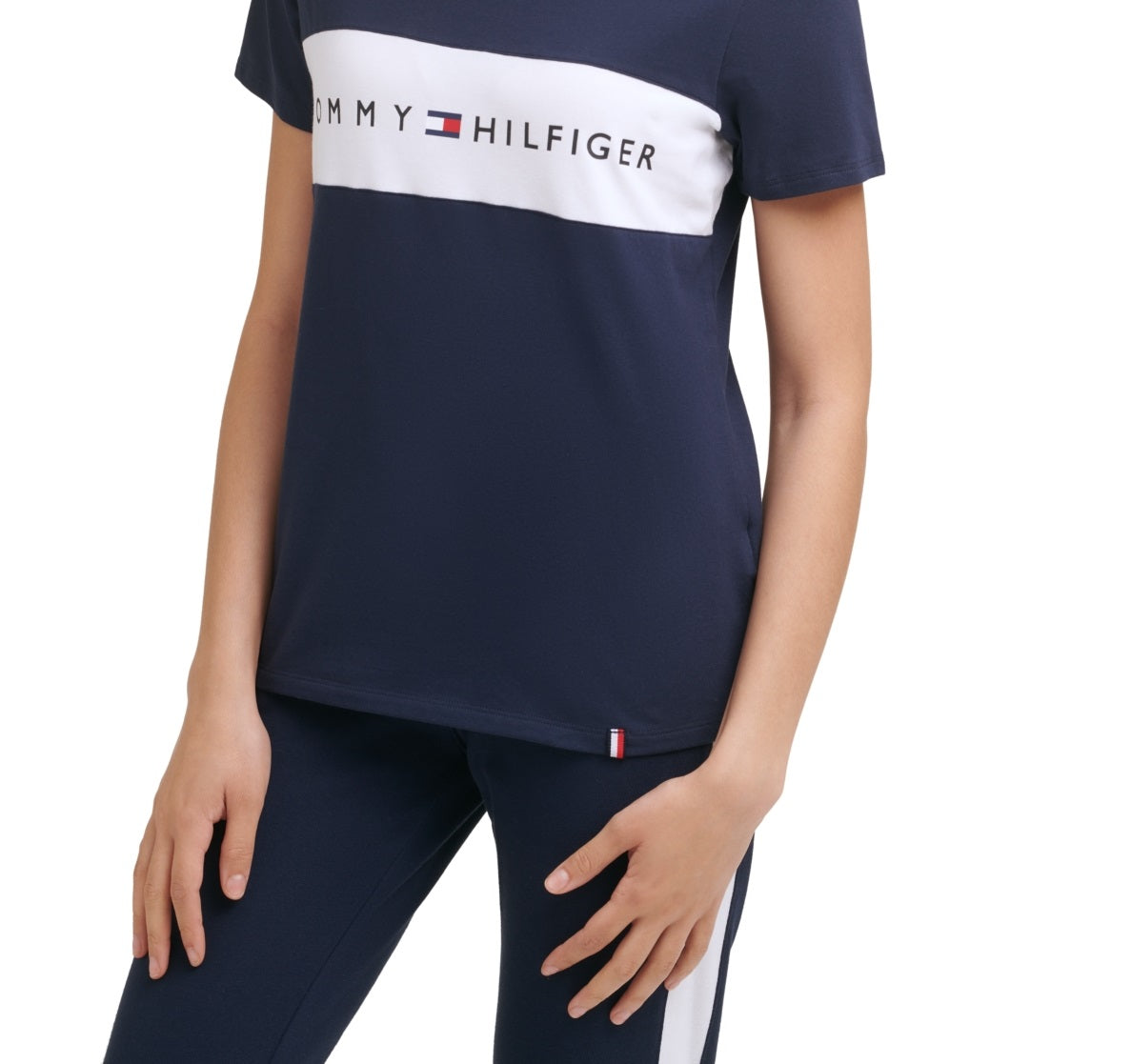 Camiseta Tommy Hilfiger Sport Colorblocked Logo Feminina Azul Tamanho X-G