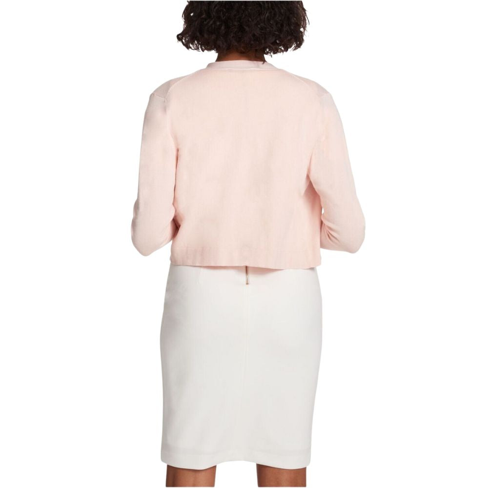 Tommy Hilfiger Cardigan Feminino Manga Botão Rosa Tamanho Médio