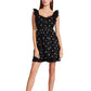 Vestido Betsey Johnson Feminino Bordado Daisy Voile Com Cadarço, Ajuste Evasê, Preto, Tamanho 14