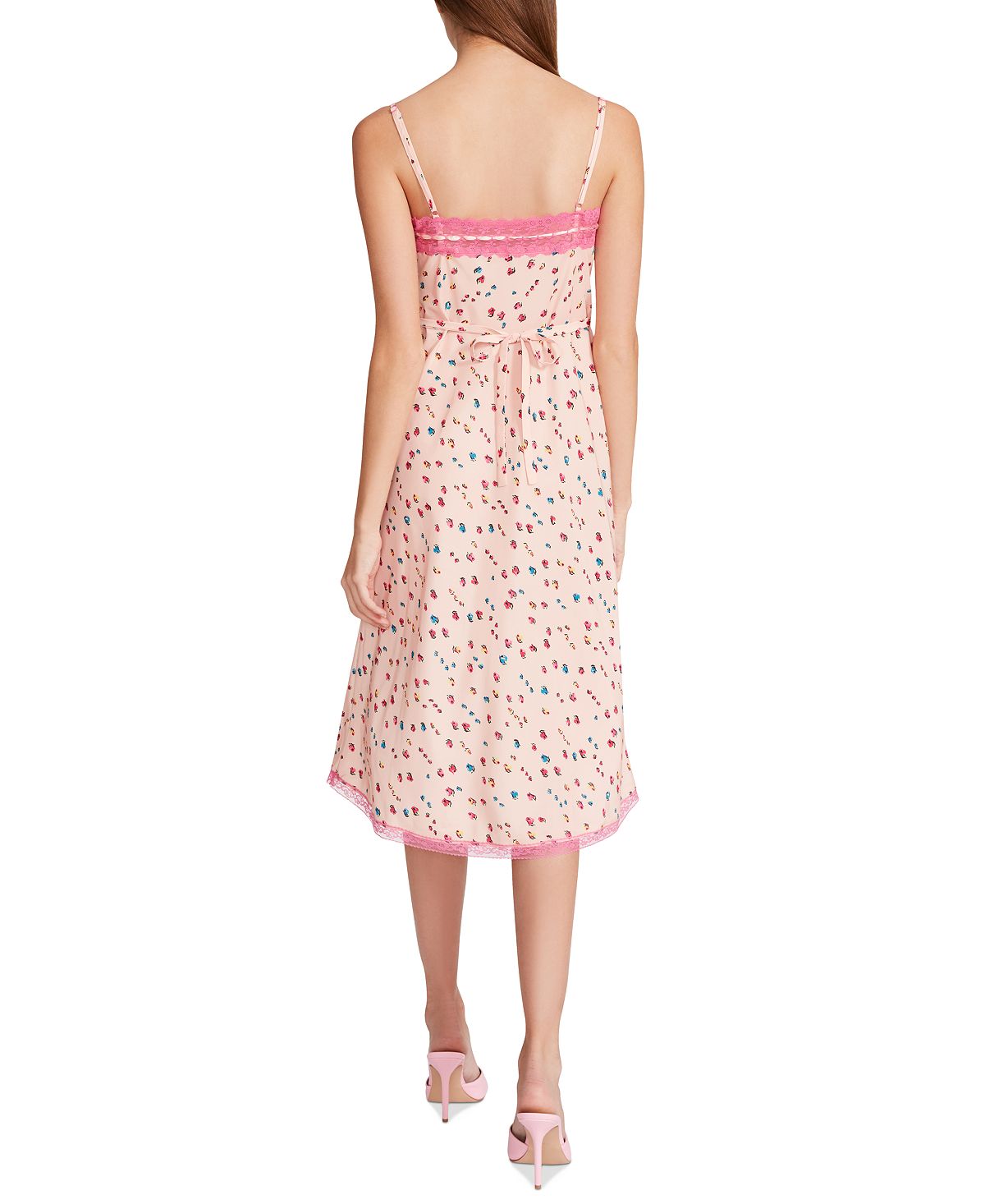 Vestido midi com estampa de renda Betsey Johnson feminino, tamanho 12, branco