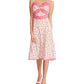Vestido midi com estampa de renda Betsey Johnson feminino, tamanho 6, branco