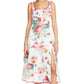 Vestido midi floral em camadas Riviera feminino Betsey Johnson, branco, tamanho médio