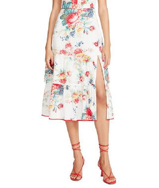Vestido midi floral em camadas Riviera feminino Betsey Johnson, branco, tamanho médio