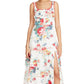 Vestido midi floral em camadas Riviera feminino Betsey Johnson, branco, tamanho extragrande