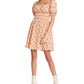 Vestido feminino Betsey Johnson de algodão estampado, ajuste evasê, laranja, tamanho grande