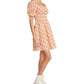 Vestido feminino Betsey Johnson de algodão estampado, ajuste evasê, laranja, tamanho grande