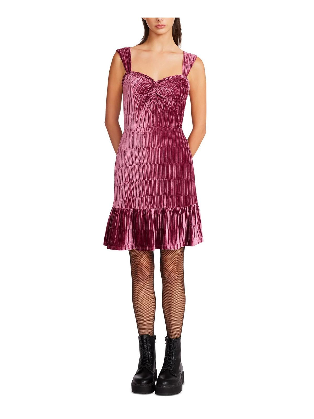 Vestido tubinho de veludo Betsey Johnson feminino, comprimento até o joelho, rosa, tamanho grande