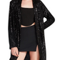 Jaqueta Steve Madden Show Stopper Sequin Duster Preta