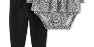 Conjunto de 2 peças de body estampado de leopardo e leggings com laço Carter's Baby Girls, algodão, preto, tamanho 24 meses