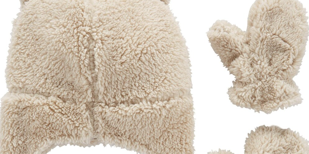 Conjunto de 2 peças de gorro e luvas de lã sintética Carter's Baby Boys, marrom, tamanho 12-24 meses