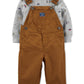Conjunto de camiseta e macacão Carter's Baby Boy, 2 peças, algodão, estampa de acampamento, marrom, tamanho 12 meses