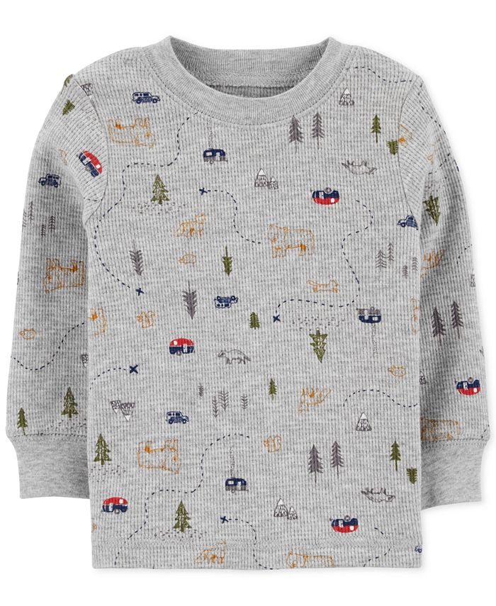 Conjunto de camiseta e macacão Carter's Baby Boy, 2 peças, algodão, estampa de acampamento, marrom, tamanho 12 meses