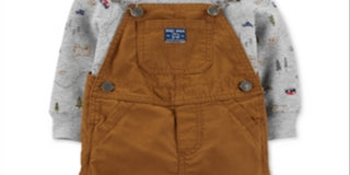 Conjunto de camiseta e macacão Carter's Baby Boy, 2 peças, algodão, estampa de acampamento, marrom, tamanho 12 meses