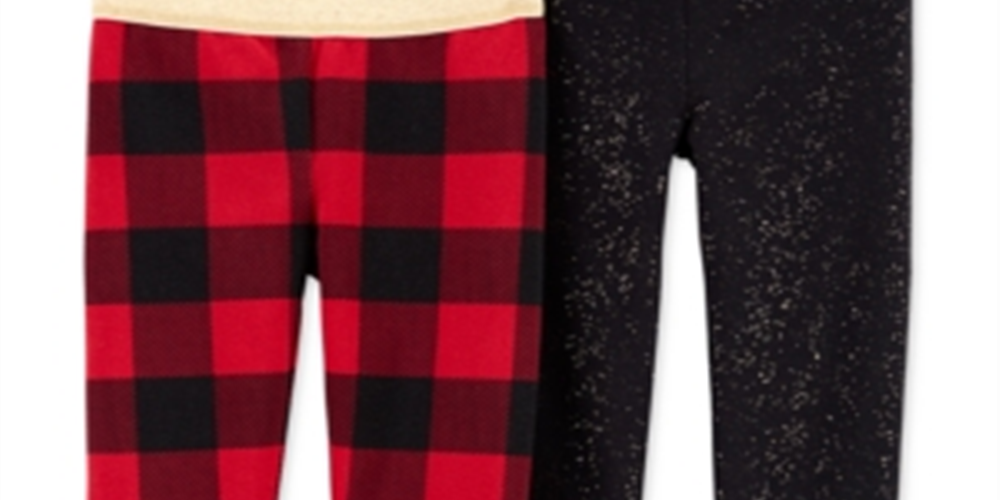 Legging Carter's Toddler Girl's com 2 unidades, xadrez Buffalo e lã brilhante, preta, tamanho 3T