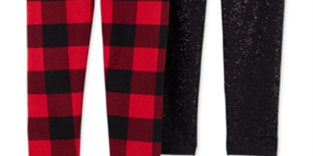 Legging Carter's Toddler Girl's com 2 unidades, xadrez Buffalo e lã brilhante, preta, tamanho 3T