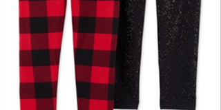 Carter's Toddler Girl's 2 Pk Buffalo Check & Sparkle Fleece Leggings Black Size 3T