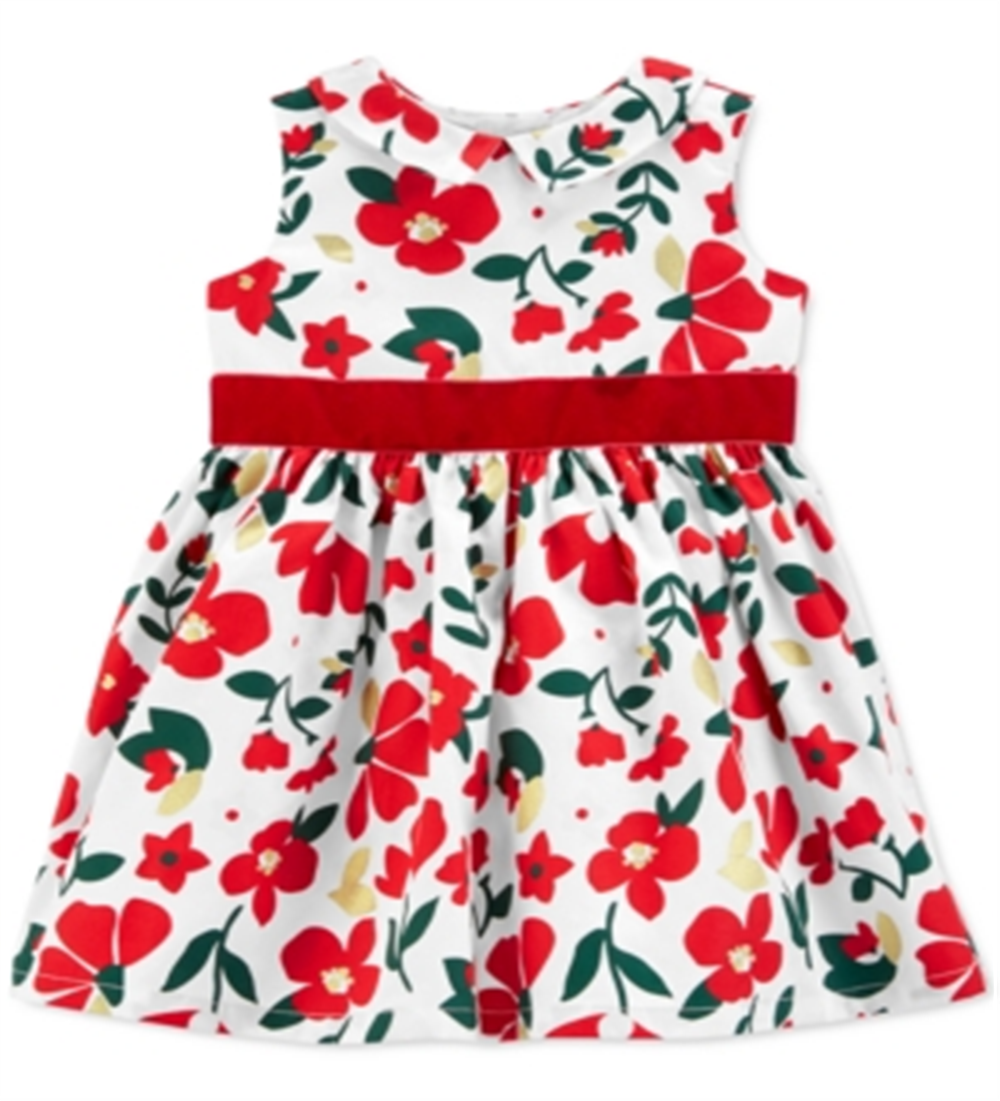 Vestido de festa Carter's Infant Girl's Collar Diaper Cover Vermelho Tamanho 6 MOS