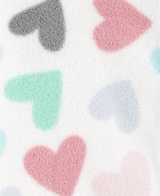 Macacão Carter's Baby Girl's Hearts Fleece Sleep 'N' Play com pés, branco, tamanho 9MOS