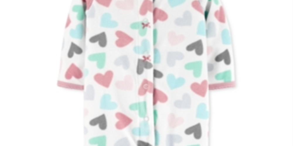 Macacão Carter's Baby Girl's Hearts Fleece Sleep 'N' Play com pés, branco, tamanho 9MOS
