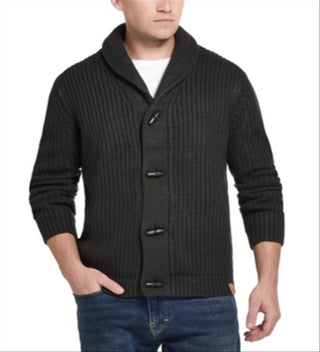 Weatherproof Vintage Men's Cable Knit Shawl Collar Cardigan Sweater Green Size X-Large