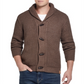 Cardigan masculino canelado Vintag à prova de intempéries com botões marrom tamanho médio