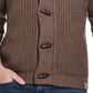 Cardigan masculino canelado Vintag à prova de intempéries com botões marrom tamanho médio