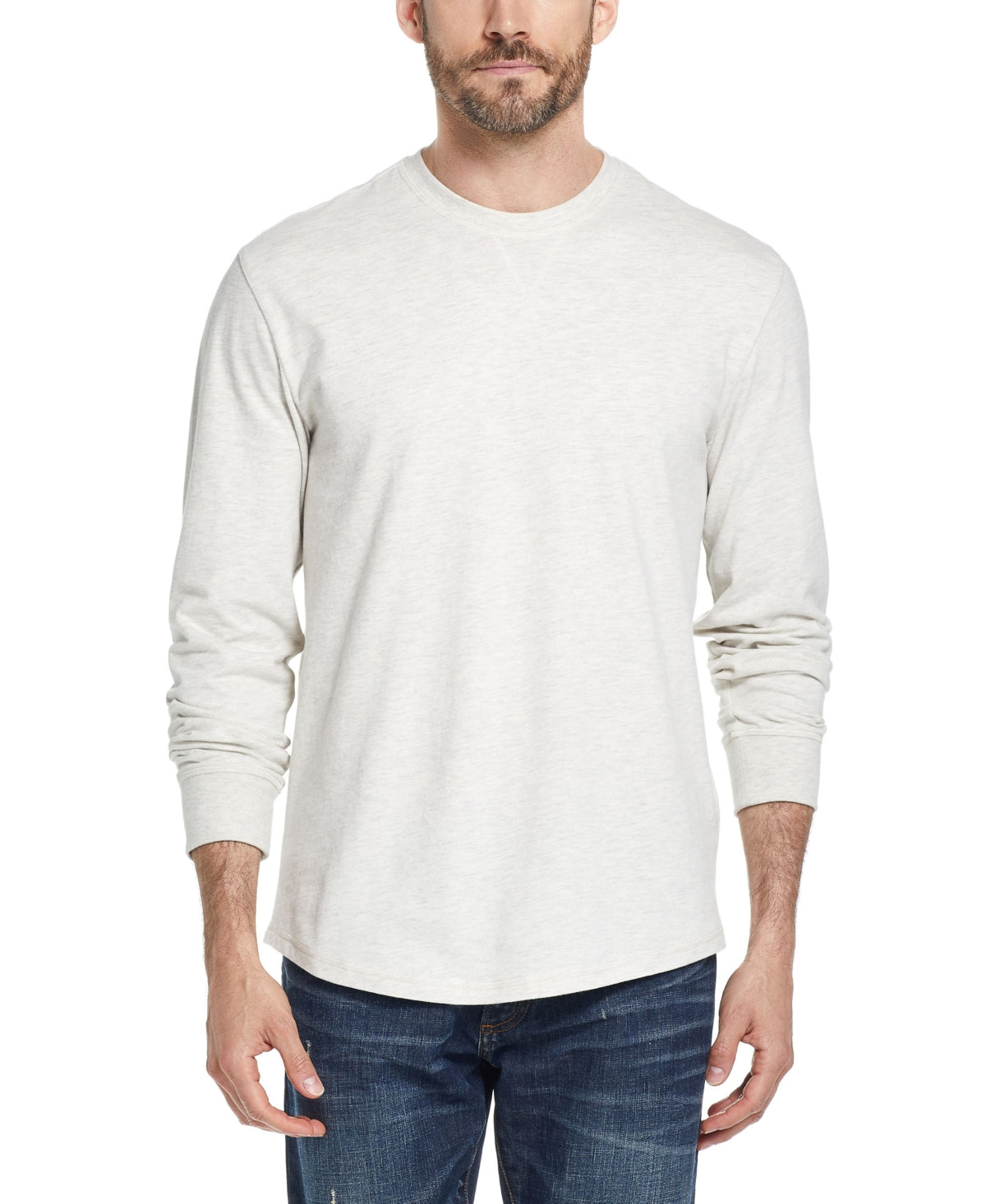 Camiseta masculina vintage de manga comprida escovada e gola redonda, à prova de intempéries, tamanho grande, marrom