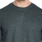 Camiseta masculina vintage de manga comprida escovada e gola redonda, à prova de intempéries, verde, tamanho grande