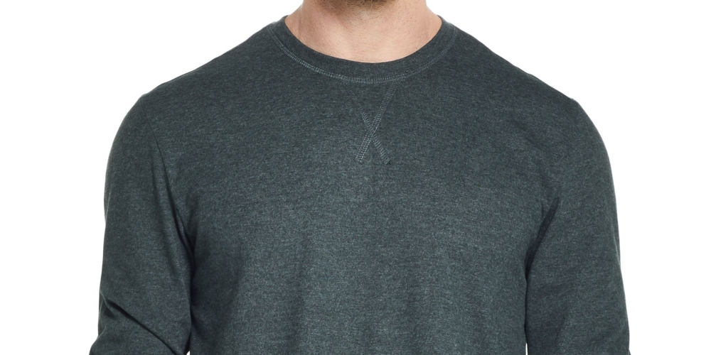 Camiseta masculina vintage de manga comprida escovada e gola redonda, à prova de intempéries, verde, tamanho grande