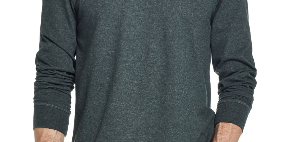 Camiseta masculina vintage de manga comprida escovada e gola redonda, à prova de intempéries, verde, tamanho grande