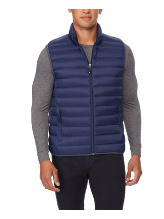 Colete leve masculino 32 Degrees com gola alta e zíper completo, tamanho azul, tamanho extragrande