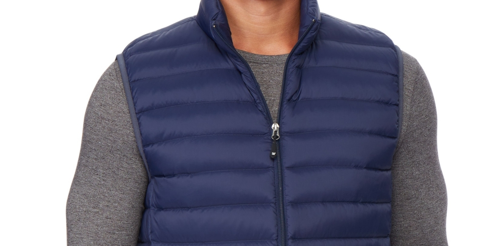 Colete leve masculino 32 Degrees com gola alta e zíper completo, tamanho azul, tamanho extragrande