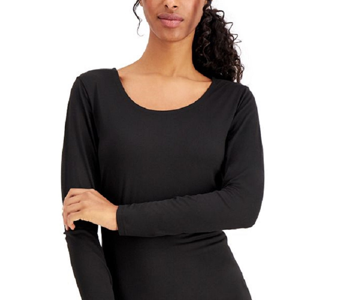 Top de decote redondo com camada de base feminina 32 Degrees, preto, tamanho pequeno