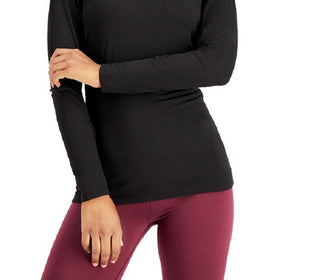 Top de decote redondo com camada de base feminina 32 Degrees, preto, tamanho pequeno