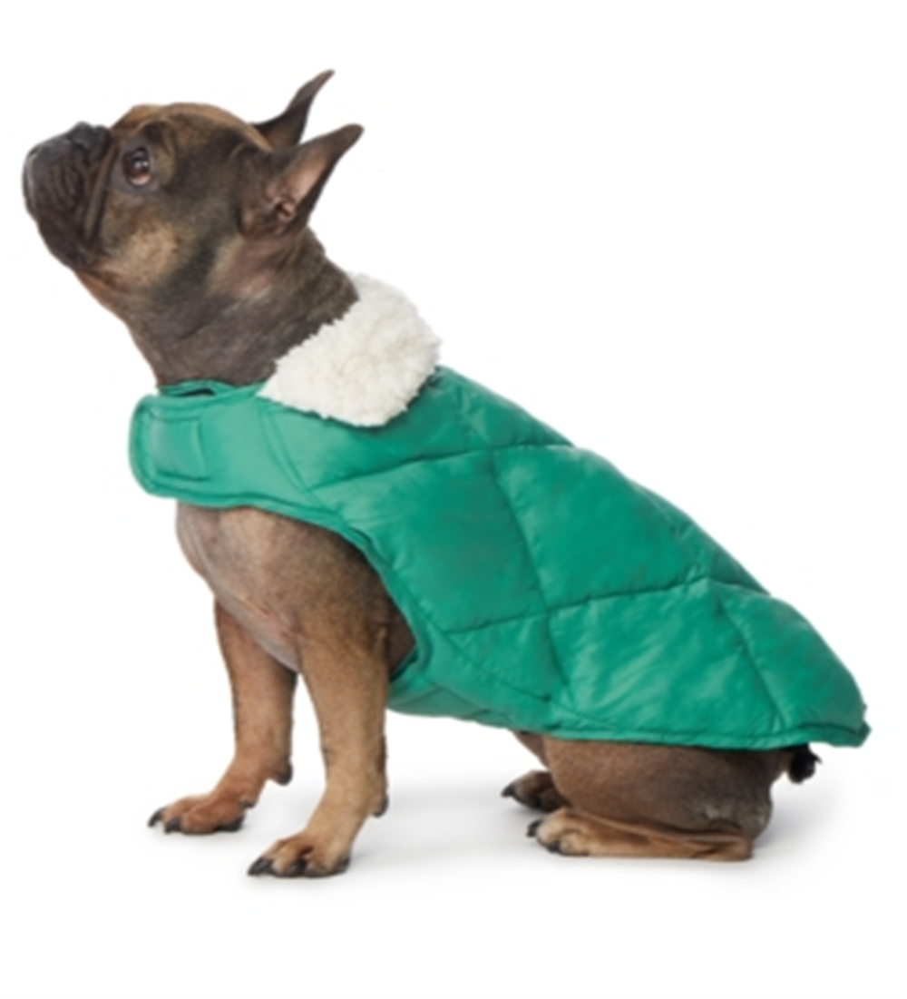 Casaco de cachorro acolchoado com gola de lã feminina 32 Degrees, verde, tamanho grande