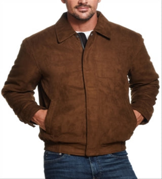 Jaqueta bomber masculina vintage resistente às intempéries, marrom, tamanho grande