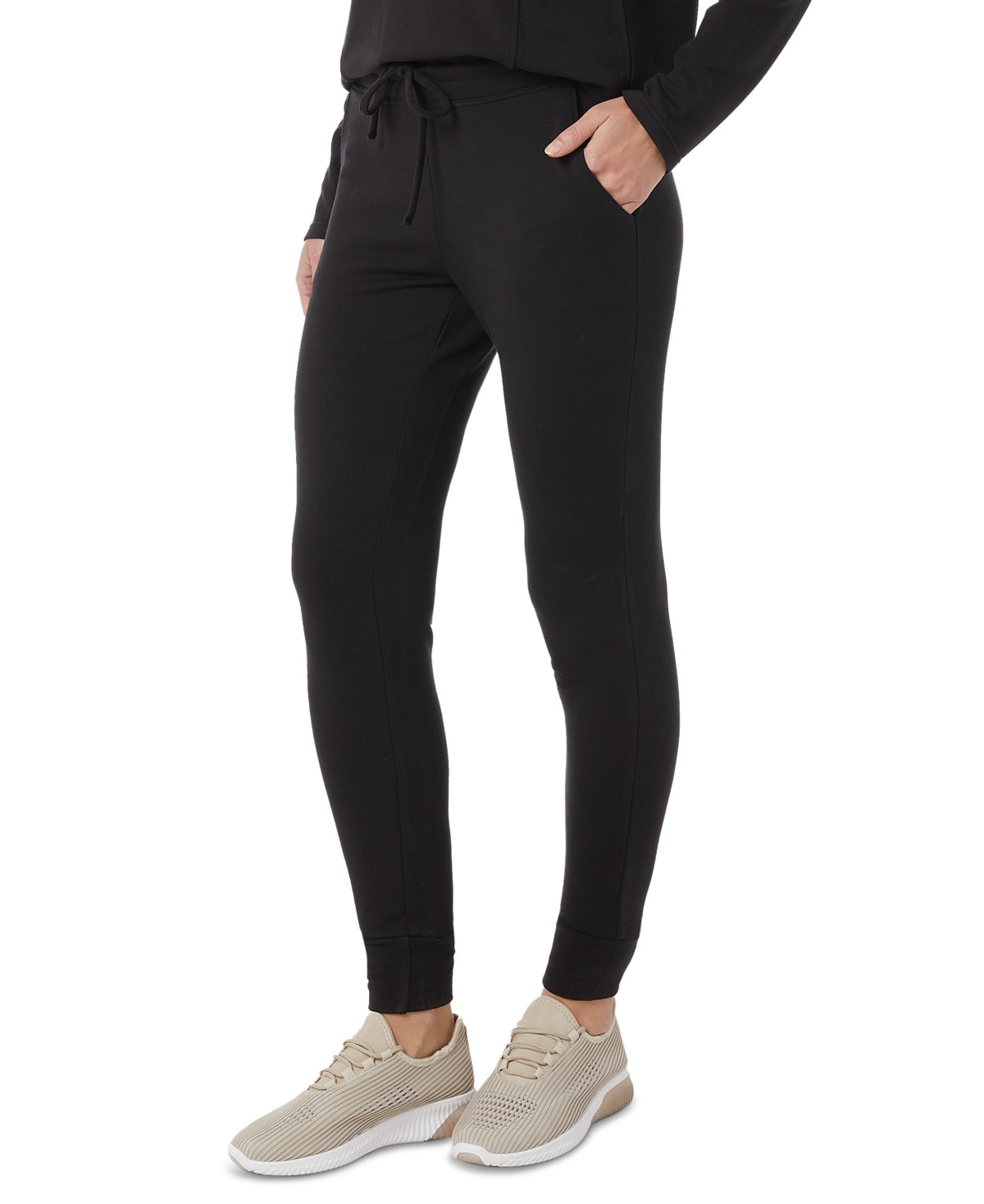 Calça jogger feminina 32 Degrees com cordão, preta, tamanho extragrande