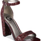 Sapatos GUESS femininos de tecido com bico aberto e tira no tornozelo, clássicos, vermelhos, tamanho 7,5