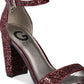 Sapatos GUESS femininos de tecido com bico aberto e tira no tornozelo, clássicos, vermelhos, tamanho 7,5