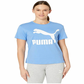 Camiseta Puma Classic Logo Fitness Running Feminina Azul Tamanho P