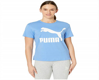 Camiseta Puma Classic Logo Fitness Running Feminina Azul Tamanho P