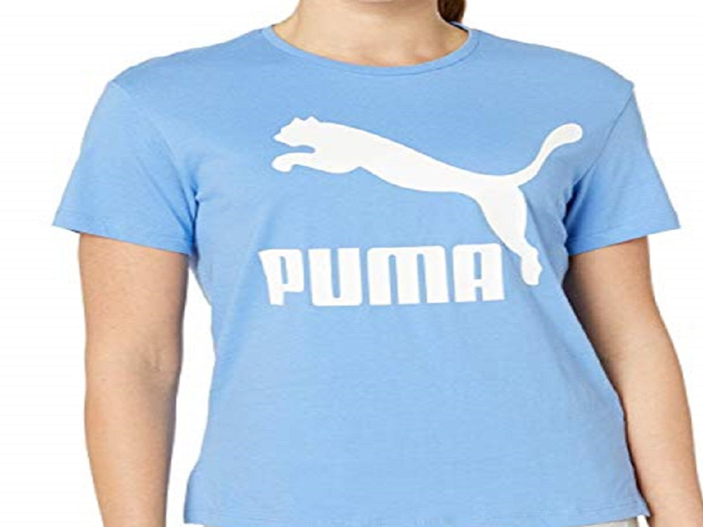 Camiseta Puma Classic Logo Fitness Running Feminina Azul Tamanho P