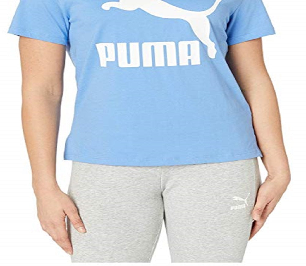 Camiseta Puma Classic Logo Fitness Running Feminina Azul Tamanho P