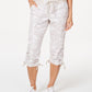 Calça Capri Calvin Klein Feminina Performance Estampada com Barra Amarrada, Branca, Tamanho Grande