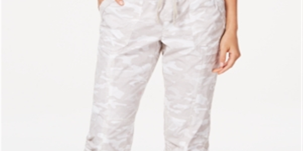 Calça Capri Calvin Klein Feminina Performance Estampada com Barra Amarrada, Branca, Tamanho Grande