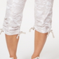 Calça Capri Calvin Klein Feminina Performance Estampada com Barra Amarrada, Branca, Tamanho Grande