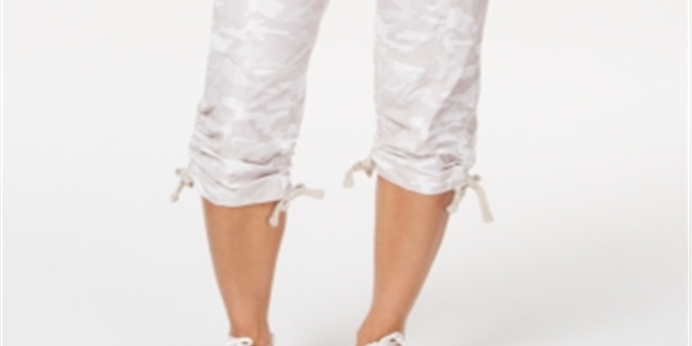 Calça Capri Calvin Klein Feminina Performance Estampada com Barra Amarrada, Branca, Tamanho Grande