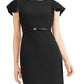 Vestido Calvin Klein Feminino com Cinto e Mangas Babadas, Preto, Tamanho 12
