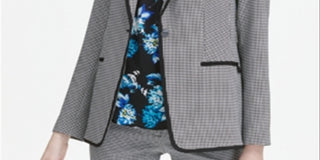 Calvin Klein Blazer Feminino Estampado com Um Botão Cinza Tamanho 12